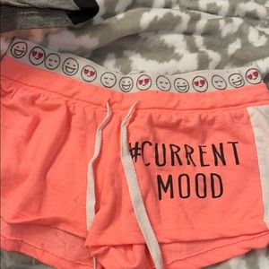 Neon coral cotton shorts